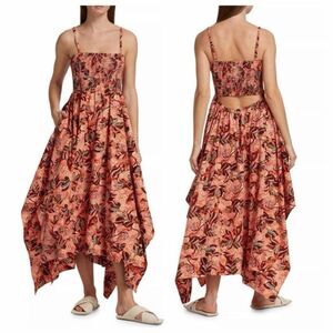 A.L.C Adriana Smocked Handkerchief-Hem Cotton Dress